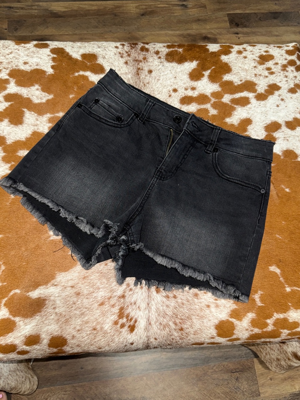 Indigo Rein Black Frayed Denim Shorts